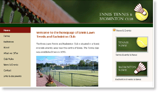 Ennis Tennis Club website